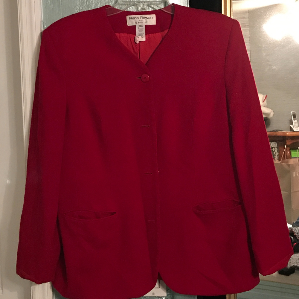 Rena Rowan for Saville Red Wool Blazer 16W